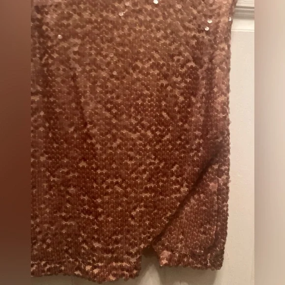 NWT RACHEL ZOE WOMEN'S FAUX WRAP SEQUIN SKIRT- TAN- X-SMALL - Picture 3 of 7